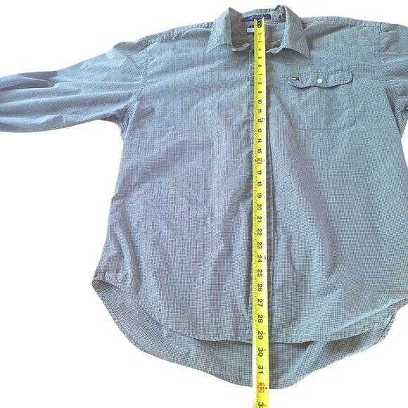 Tommy Hilfiger Button Up Men's Shirt Long Sleeve Olive Green 100% Cotton VTG XL - Picture 8 of 10